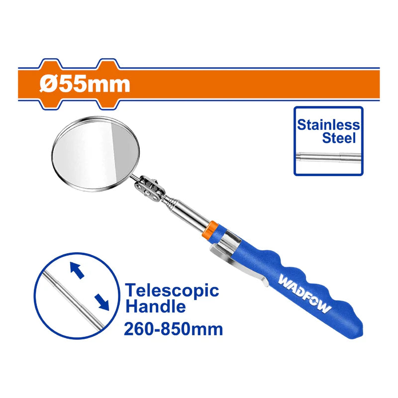 Espejo De Inspección Telescópica. Long: 260Mm-850Mm. Mango De PVC. Acero Inoxidable - WTU2655 LOC:E12