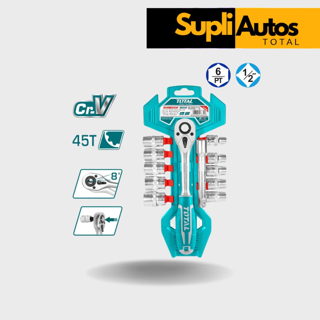 Rachet C/Socket 12PZA 1/2" 50BV30 Crv Medidas 10,11,12,13,14,15,17,19,21,24Mm 1Pcs 5" Ext Bar.  THT141121 LOC:E4